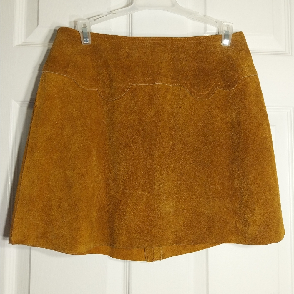 Vintage 60's Bagatelle Caramel Suede Leather Mini Skirt